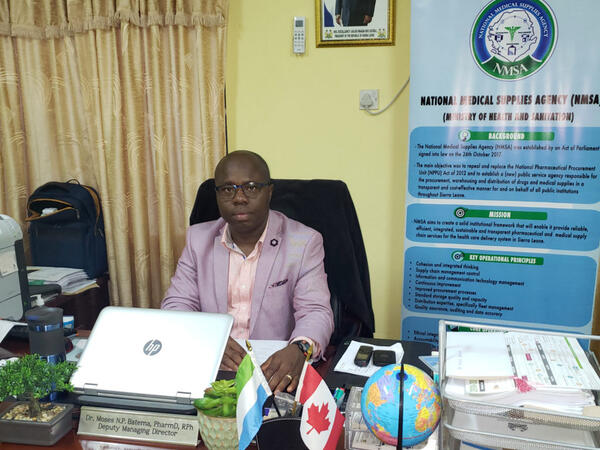 Moses Batema at Sierra Leone’s National Medical Supplies Agency