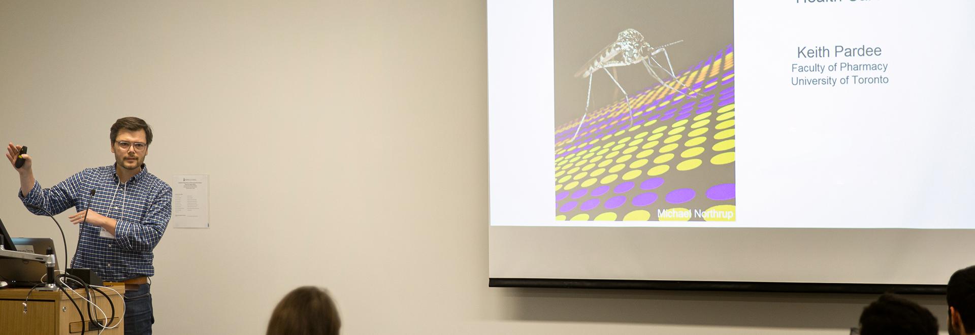 Professor Keith Pardee giving a presentation at the Leslie Dan Faculty of Pharmacy Professor Keith Pardee giving a presentation at the Leslie Dan Faculty of Pharmacy