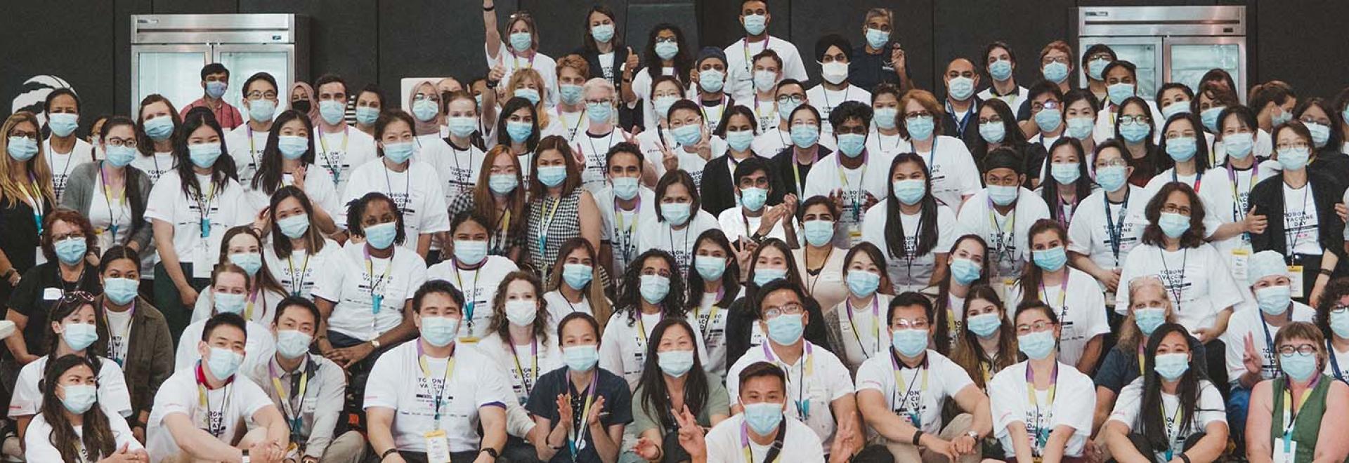 Large photo of students at Scotiabank Arena Vaccine Clinic Large photo of students at Scotiabank Arena Vaccine Clinic