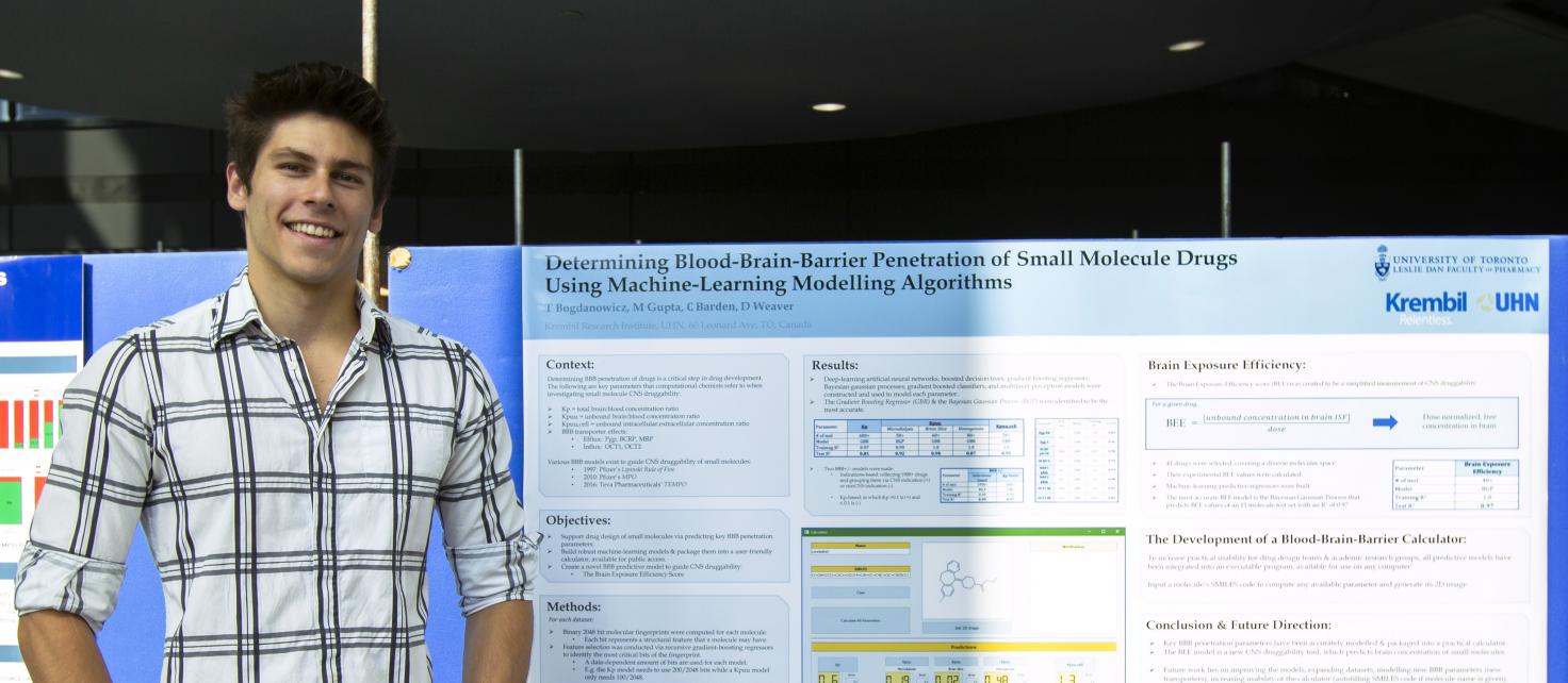 Third Year PharmD Student posing with research poster