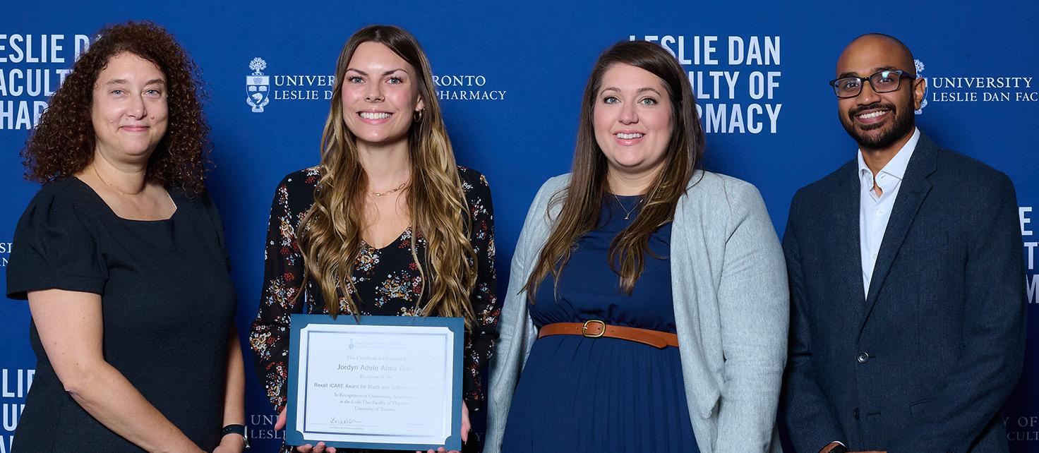 Third year PharmD student Jordyn Bush with Dean Lisa Dolovich and members of Rexall