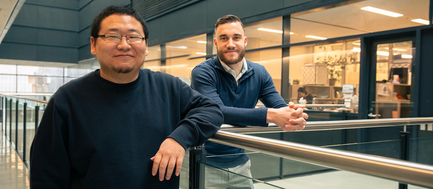 Zeqing Bao, PhD trainee in pharmaceutical sciences, and Riley Hickman, PhD trainee in chemistry