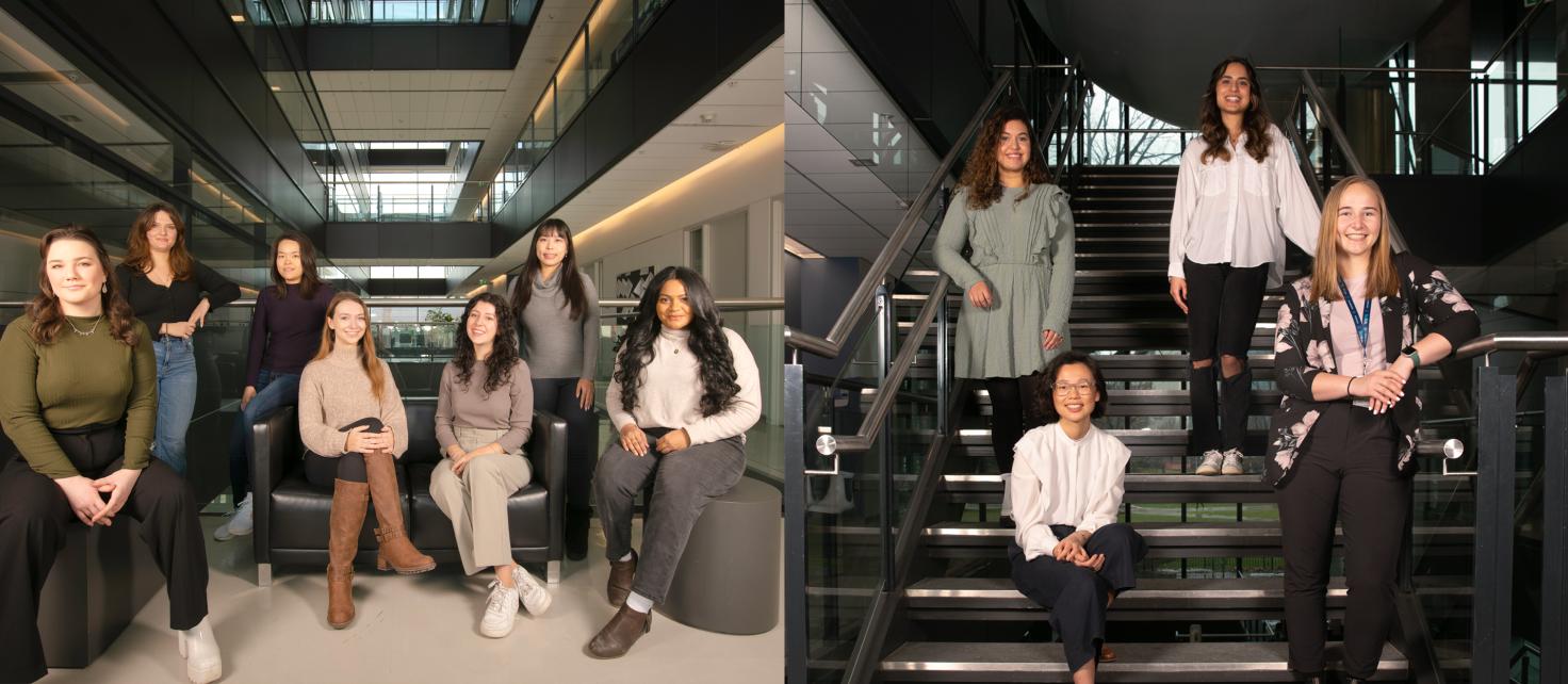 Group of Pharmaceutical Sciences students sitting in Leslie Dan Faculty of Pharmacy Building