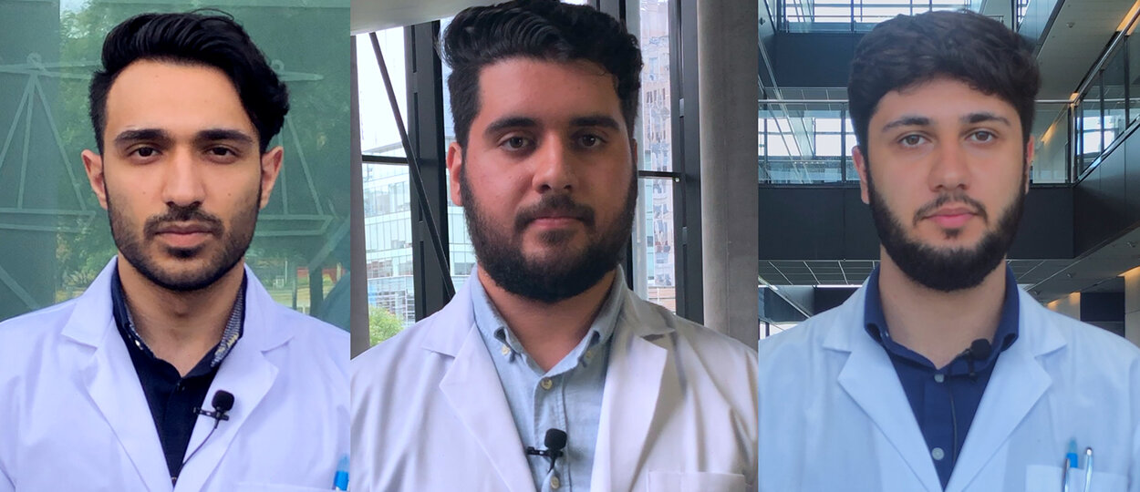 Portraits of PharmD students Hamid, Fadi and Yousif