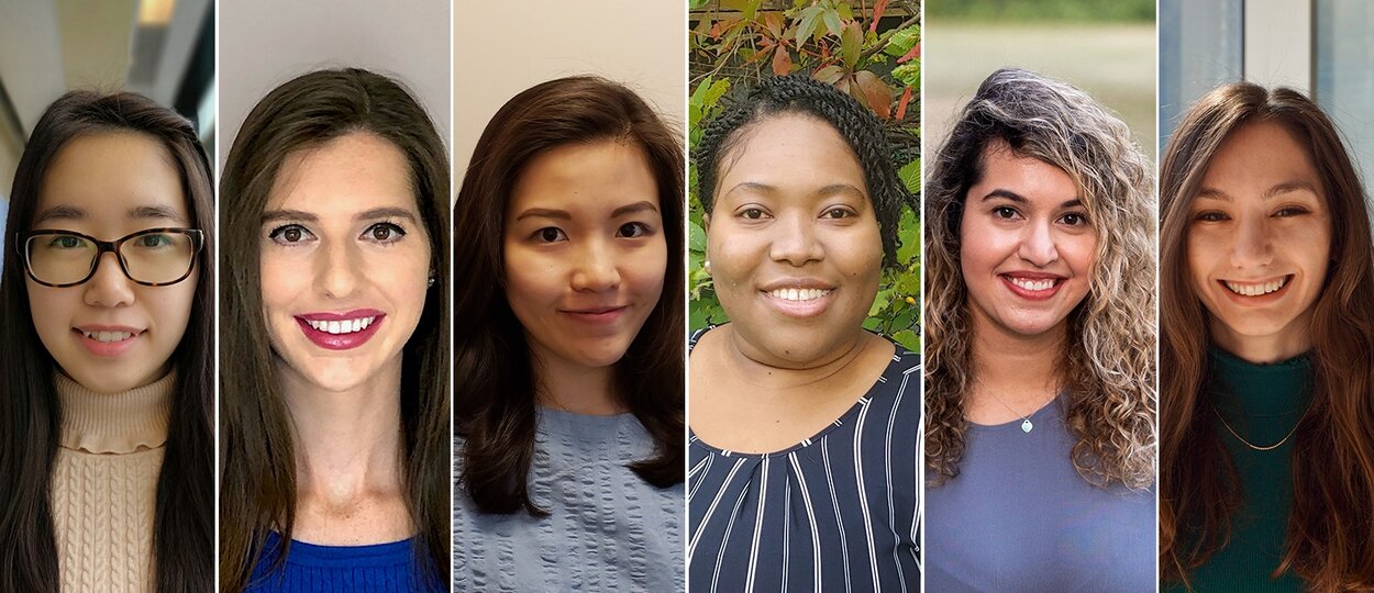 Portrait images of six female student winners