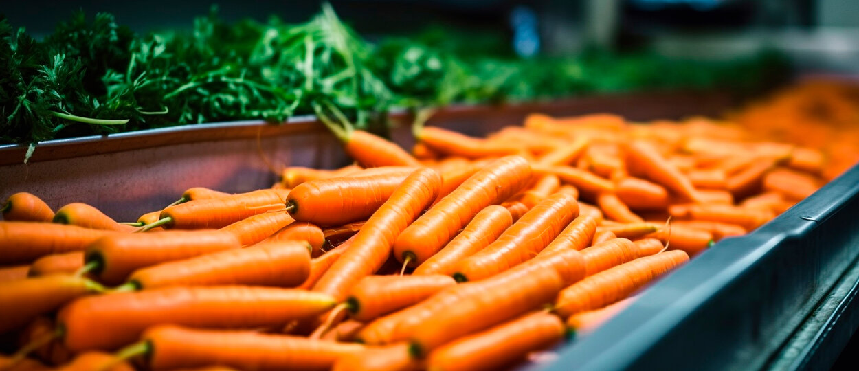 Carrots on a conveyor belt