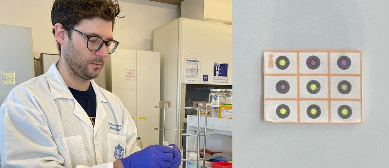 Graduate student Justin Vigar in lab