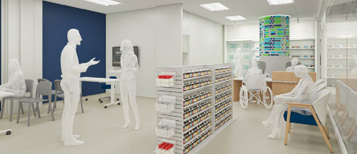 Artist rendering of the Discovery Pharmacy at the Leslie Dan Faculty of Pharmacy, U of T