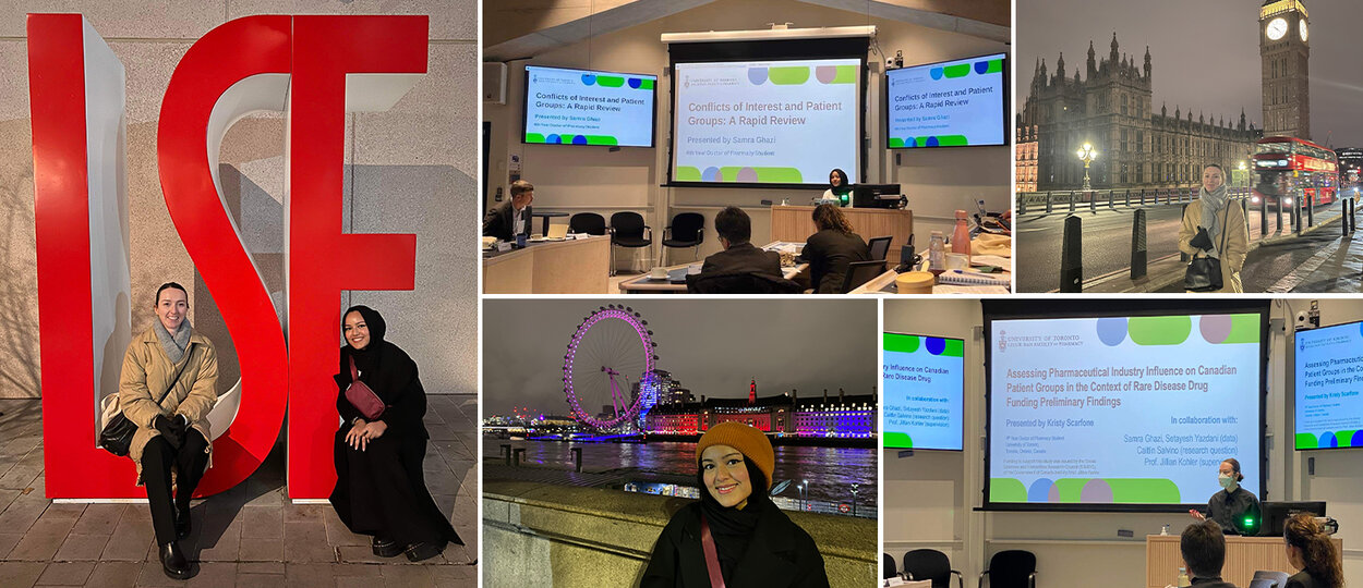 Collage of Kristy Scarfone and Samra Ghazi at LSE Workshop in London, England
