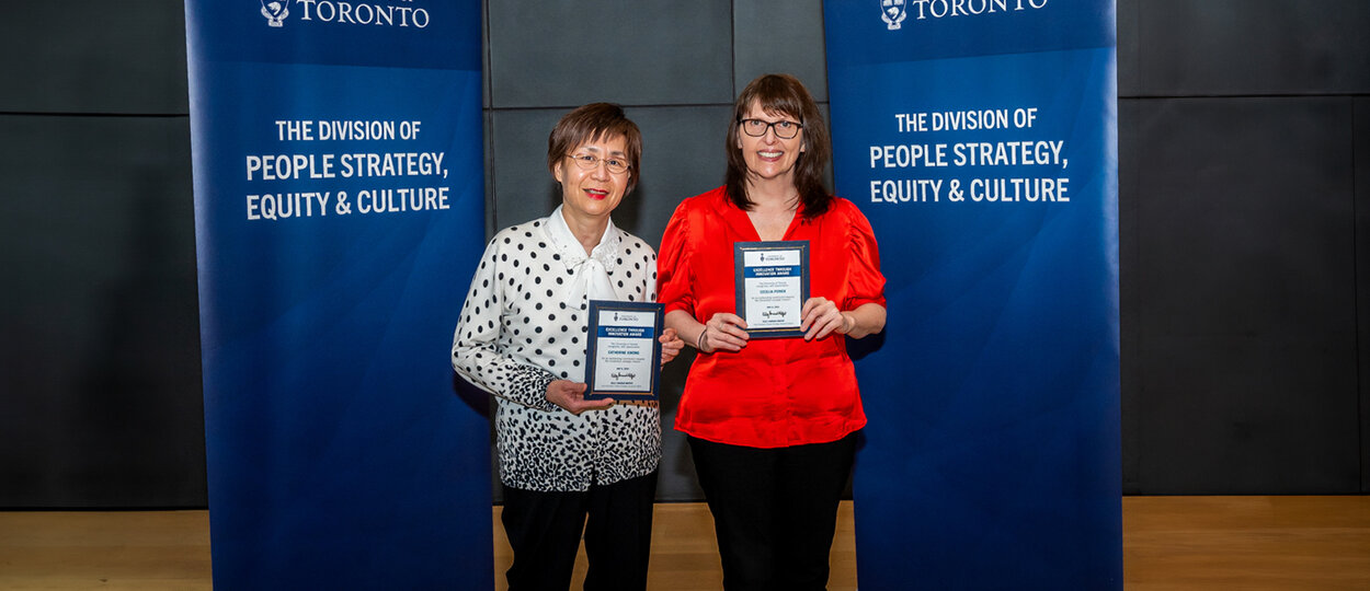 Catherine Kwong and Cecelia Power receiving FlightPath Award