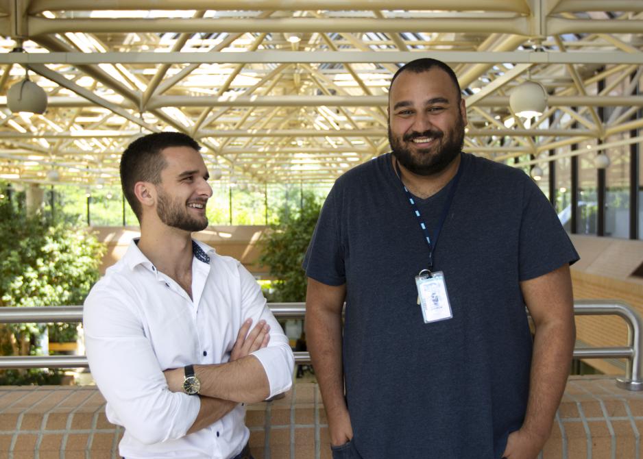 Jesse Ropat and Andrew Messiha posed photograph