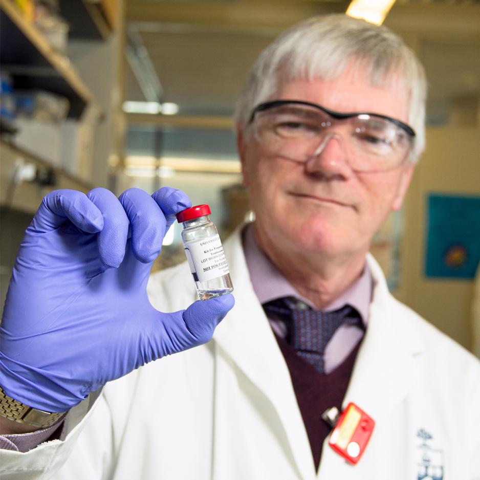 Ray Reilly holding radioactive pharmaceutical drug