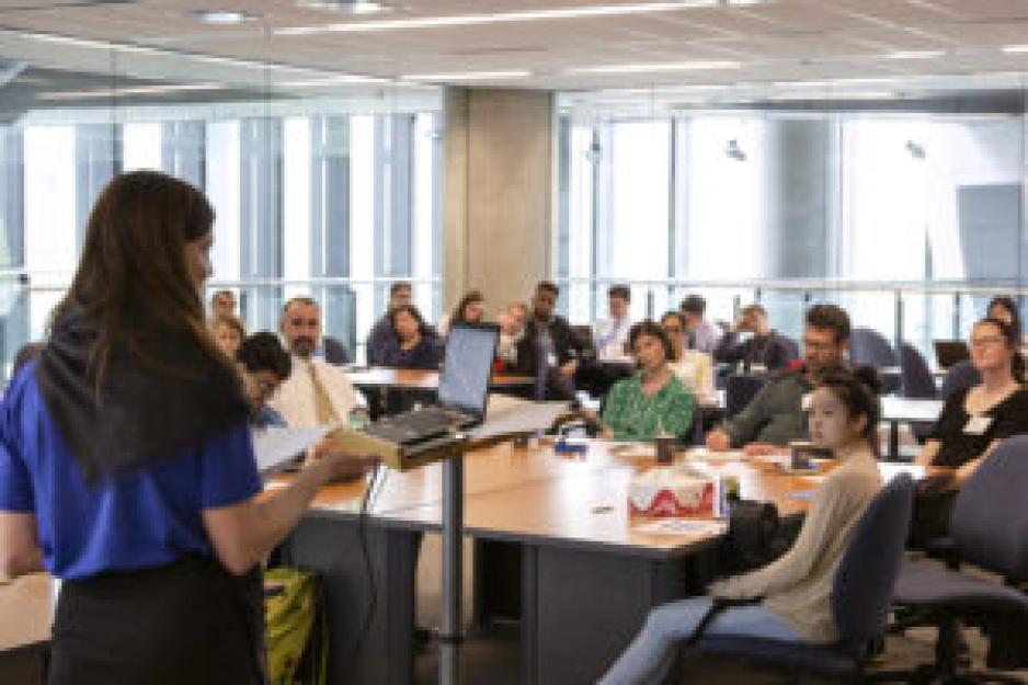 Leslie Dan Faculty of Pharmacy Lecturer Naomi Steenhof addresses fellow faculty, students & staff at Faculty Education Development Day