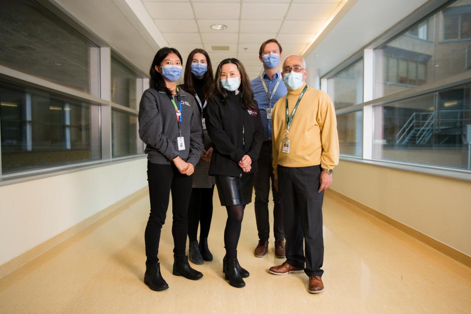 From left Qian Li, Jenny Curren, Miranda So, Mark McIntyre, Shahid Husain - members of UHN's Antimicrobial Stewardship Program.
