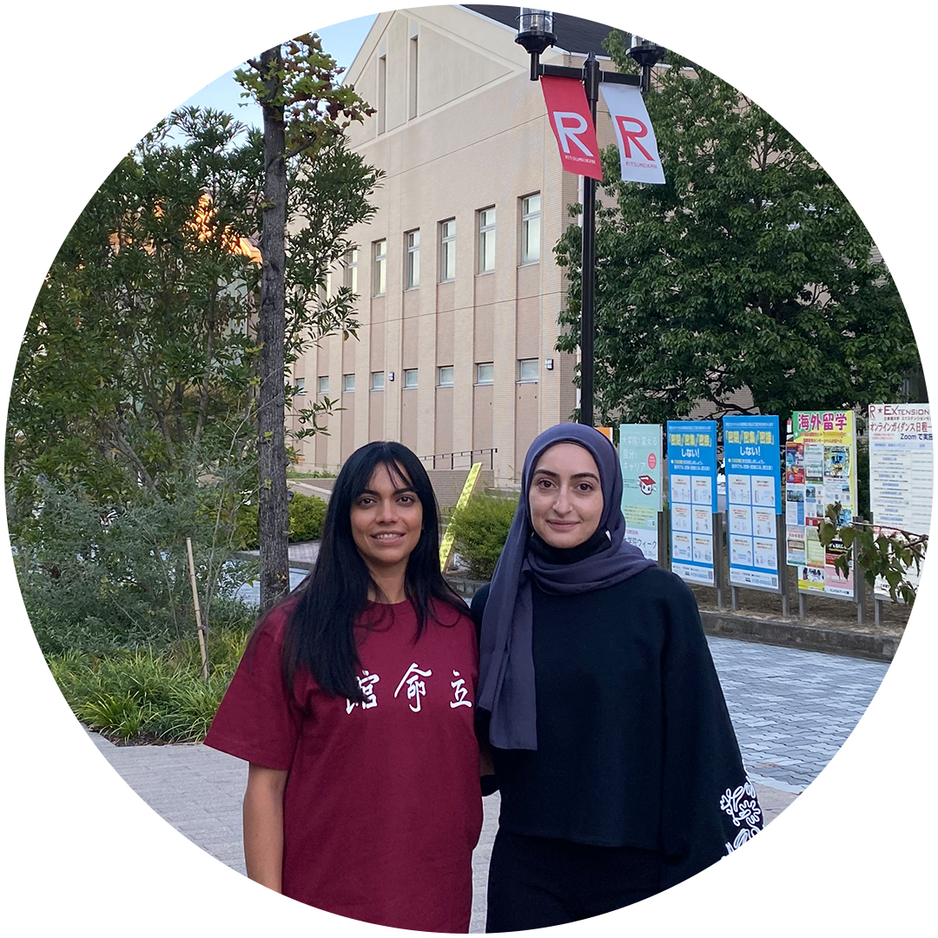 Tahani Dakkak and Nikoo (Masoomeh) Hashemi at Ritsumeikan University in Japan