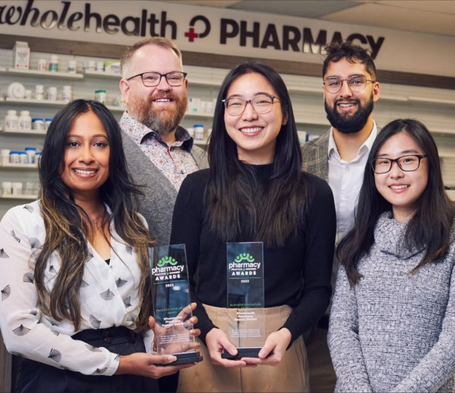 Wholehealth Pharmacy Fashion District receiving the 2023 Business Innovation and Practice Innovation awards from Pharmacy Practice + Business