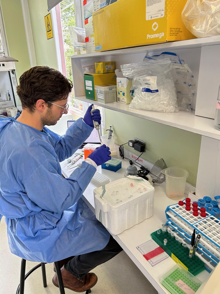 Justin Vigar working in lab
