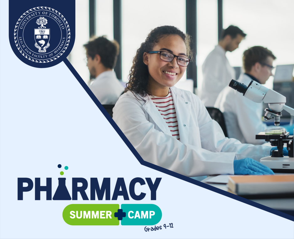 Pharmacy student in white coat smiling