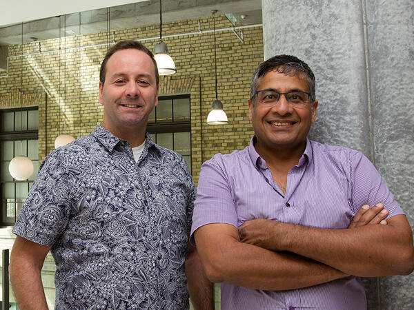 Portrait of Dr. Stephane Angers and Dr. Dev Sidhu