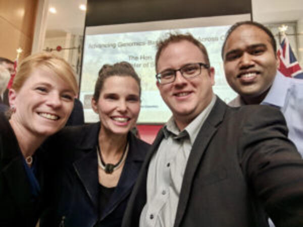 From left: Professor Shana Kelley, Minister Kristy Duncan, Mark McInnes and Dr. Mark Pereira