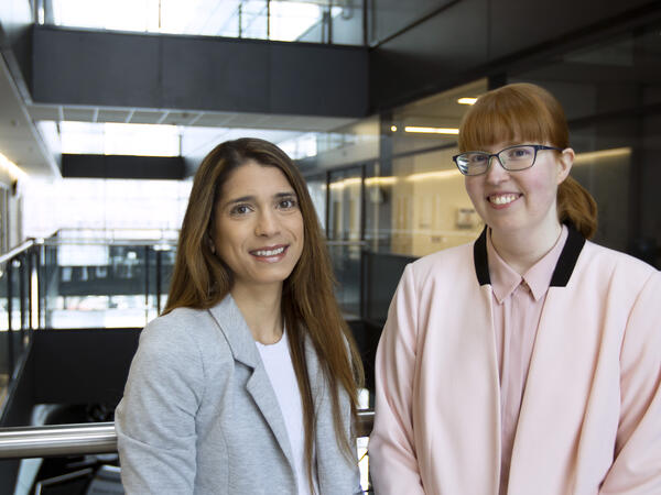 Maria Marchese and Jessica Stover Photo of MScPhm graduate students Maria Marchese and Jessica Stover