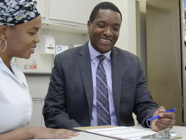 Ian Stewart and student Tishana Nelson - Erwin