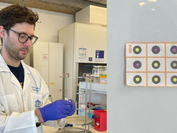 Graduate student Justin Vigar in lab Graduate student Justin Vigar in lab
