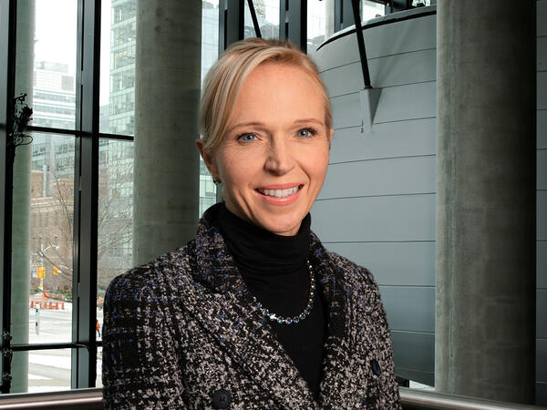 Portrait of Professor Christine Allen in Leslie Dan Faculty of Pharmacy building