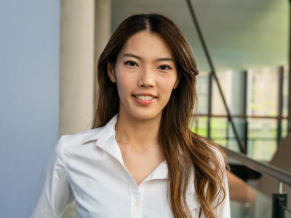 PhD graduate Misaki Kondo with LDFP pods in background