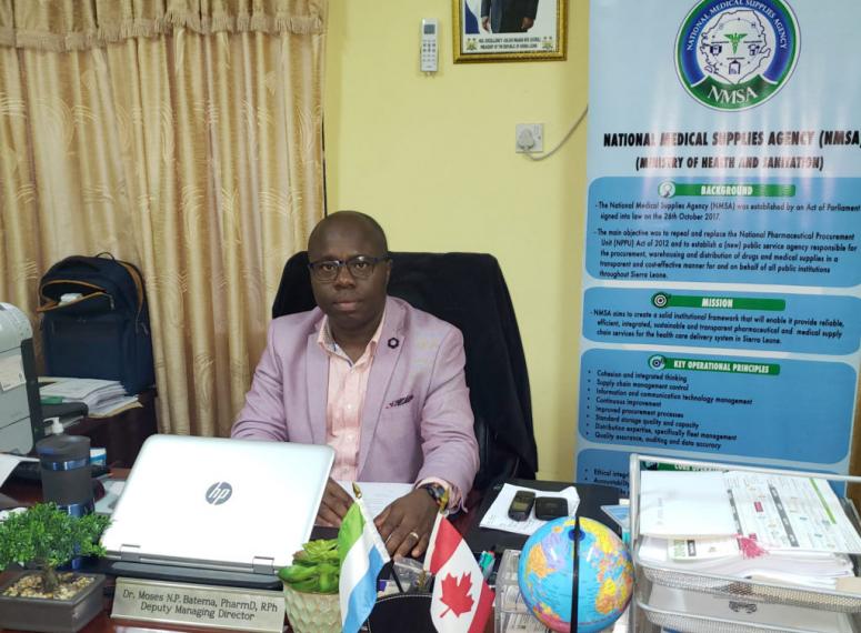 national_medical_supplies_agency_nmsa.jpg Moses Batema at Sierra Leone’s National Medical Supplies Agency