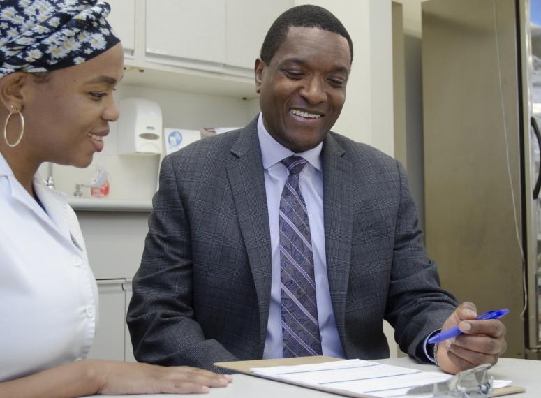Ian Stewart and student Tishana Nelson - Erwin Ian Stewart and student Tishana Nelson - Erwin
