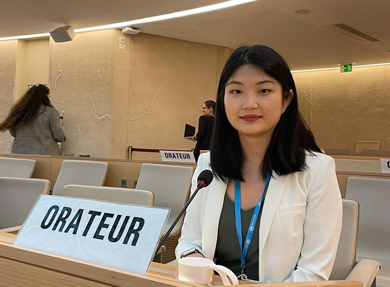 PharmD alum Yifan Zhou at the World Health Forum in Geneva PharmD alum Yifan Zhou at the World Health Forum in Geneva
