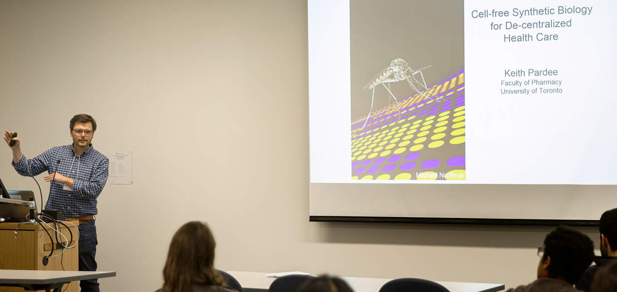 Professor Keith Pardee giving a presentation at the Leslie Dan Faculty of Pharmacy Professor Keith Pardee giving a presentation at the Leslie Dan Faculty of Pharmacy