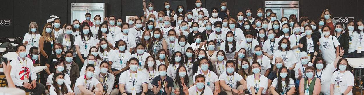 Large photo of students at Scotiabank Arena Vaccine Clinic