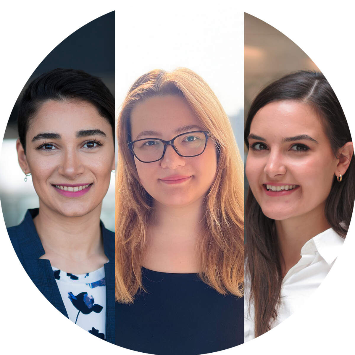 Portraits of PharmSci students Hanie Youseif, Cigdem Sahin, and Valerie Facca